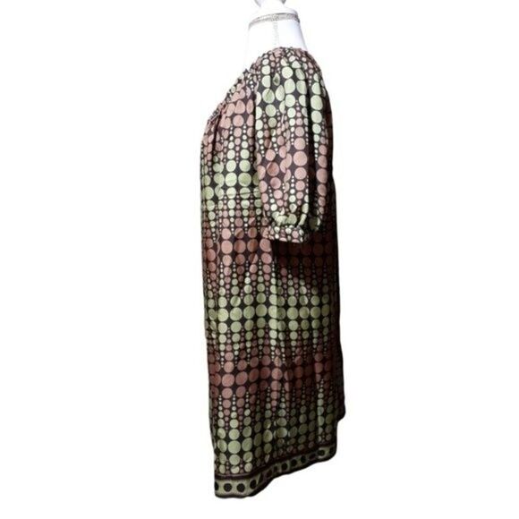 Michael Kors Women's Tunic Dress Green Brown Polka Dot Balloon Sleeves  Small - Picture 5 of 8